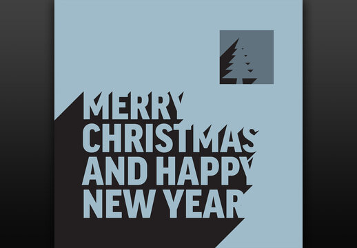 Modern Trendy Minimalist Long Shadow Christmas Card with Christmas Tree