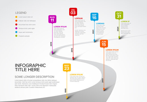 Infographic Road Timeline Template with Droplet Pointers