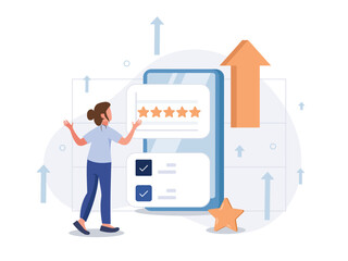 Customer satisfaction. Feedback. Rating on customer service illustration. Website rating feedback and review concept. Flat vector illustration