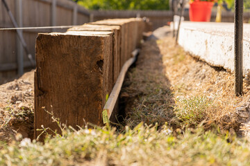 Outdoor Landscaping Lawn Gardening and Retaining Wall with Plants