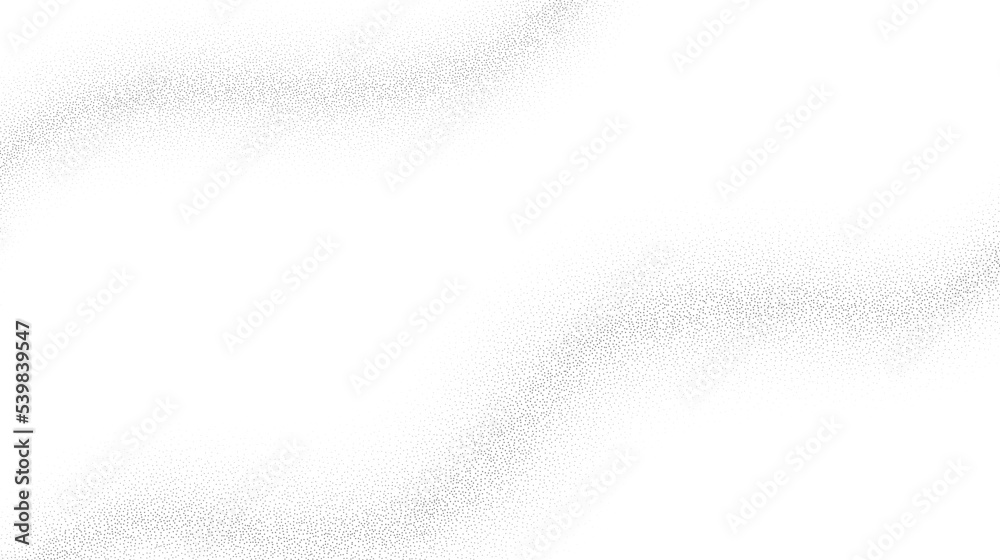 Aufkleber Grain waves background. Black stipple curve lines. Abstract wavy noise dotted shapes wallpaper. Dotwork gradient pattern. Stochastic vector
