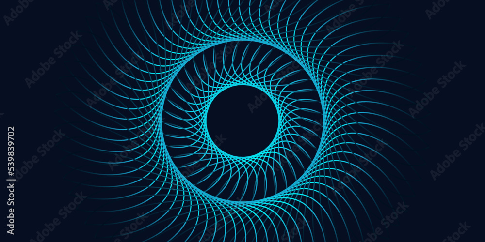 Fototapete vector abstract circle frame with wavy rounded lines pattern flowing in blue green colors isolated o