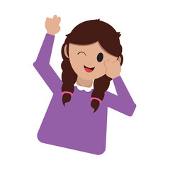Isolated happy girl wink expression Vector