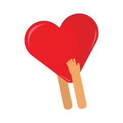 Isolated hands with a red heart Vector