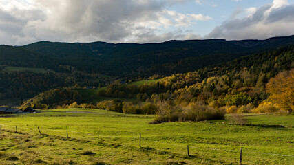 Autumn landscape in the Vosges mountains, in France