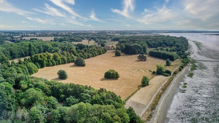 Aerial view of the Nacton Shores in Suffolk and River Orwell