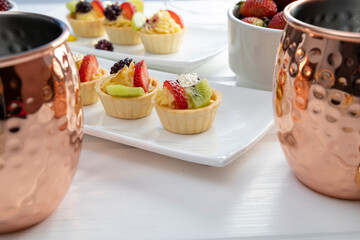 delicious pastry lifestyle and wallpaper, appetizing gourmet food, texture details of sweet dessert on served table with drinks