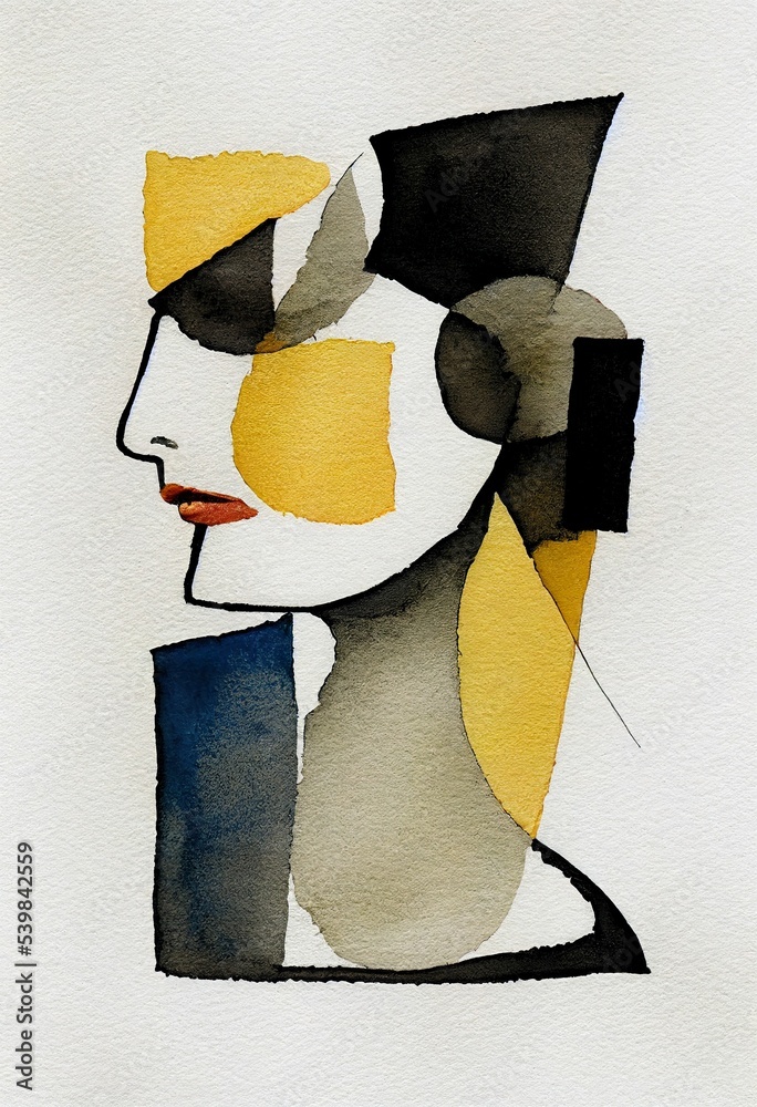 Poster Abstract portrait illustration digital art face person background artwork 
minimal expressionism textured watercolor style graphic design character 