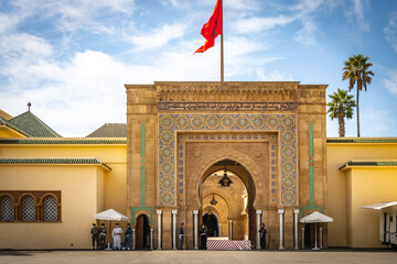 entrance to royal palace, rabat, morocco, north africa - obrazy, fototapety, plakaty