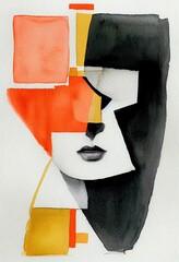 Abstract female portrait illustration digital art face person background artwork 
minimal expressionism textured watercolor style graphic design character 