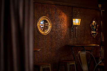 This is interior of modern european pub