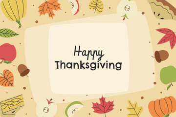 hand drawn flat thanksgiving background vector design illustration