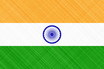 India flag on fabric texture. Flag of India. Background fabric