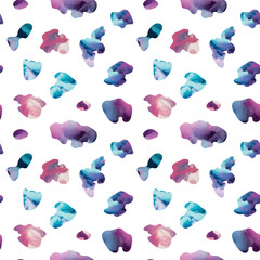 Watercolor stones seamless pattern. Colorful texture diamonds on white background. Vector illustration.
