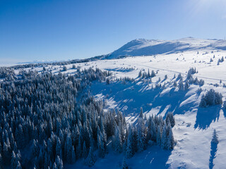 Aerial Winter view of Vitosha Mountain, Bulgaria