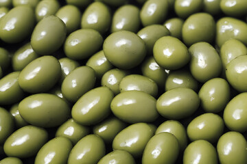 green olives, a source of olive oil, and a breakfast food item