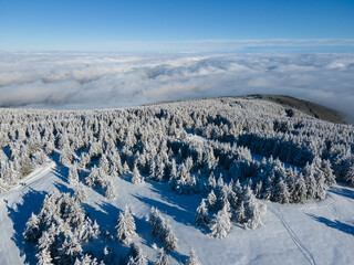 Aerial Winter view of Vitosha Mountain, Bulgaria