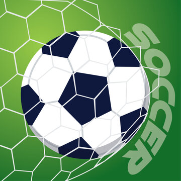 Soccer ball in a net Soccer poster Vector
