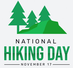 Abstract Hiking Day Backdrop Design with Mountain and trees illustration. National hiking day wallpaper design