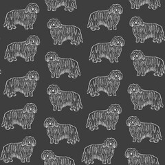 Komondor dog pets vector seamless pattern.