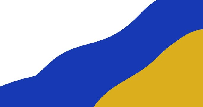 Abstract background with yellow and blue waves moving in loop. Loop background as Ukraine flag weaving. Backdrop animation