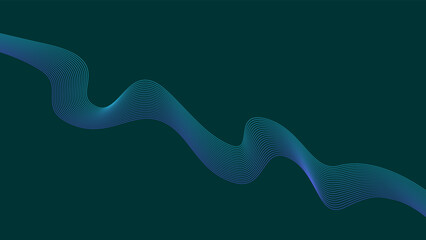 Dark background Green Turquoise wave lines. Flowing blue waves design Abstract digital equalizer sound wave. Flow. Line Vector illustration for tech futuristic innovation concept background Graphic