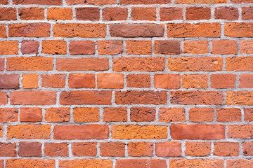 Empty brick red wall. background of a old brick house.