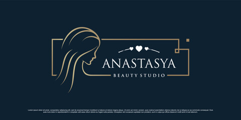 Beauty women logo design template for beauty salon with women face and modern concept