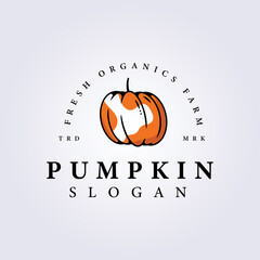 clever pumpkin line vector logo icon symbol illustration design