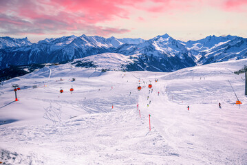 Skigebiet, Zillertal, Tirol, Österreich 