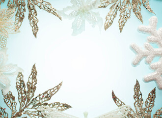 winter christmas background with snowflakes and twigs for cards desktop wallpaper banners with empty space centered for text