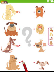 match cartoon dogs and their babies educational game