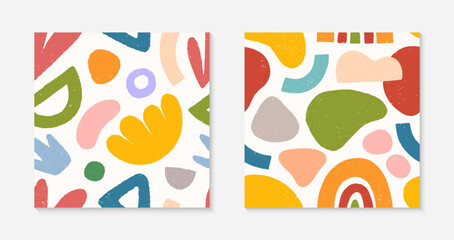 Childish abstract seamless patterns.Colorful hand drawn organic shapes,doodles and elements.Vector trendy designs for prints,flyers,banners,fabric,invitations,branding,covers and more.