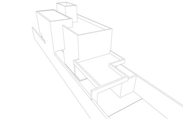 Linear architectural sketch of house 