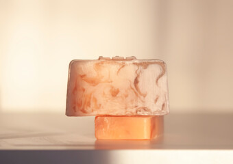 Soap bars close up. Handmade hygiene products. 