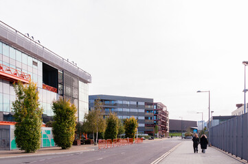 London, England – 2022 : Here East media complex and technlogy park located near Olympic Park in East London, Hackney Wick
