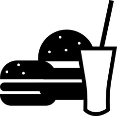 Icon logo of burger with drink symbol of street fast food for cafe, restaurant