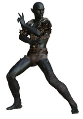 Fototapeta premium 3D rendered fantasy male demon character in action pose on transparent background - 3D Illustration