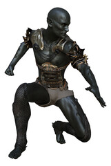 3D rendered fantasy male demon character in action pose on transparent background - 3D Illustration