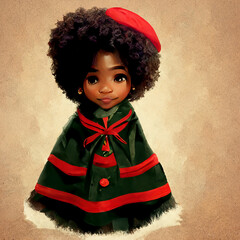 Cute afro american girl with christmas clothes