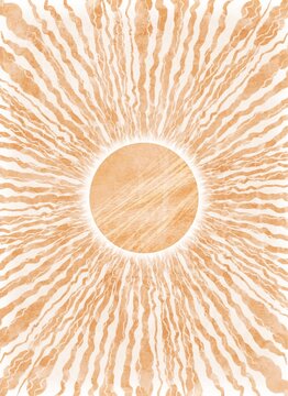 Sun print boho minimalist printable wall art geometric abstract sunset print. Modern floral acrylic Art Print. Abstract Minimal Background. Bohemian printable boho wall art print