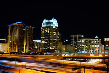  Orlando, FL USA - 10 01 2017: City of Orlando in the evening