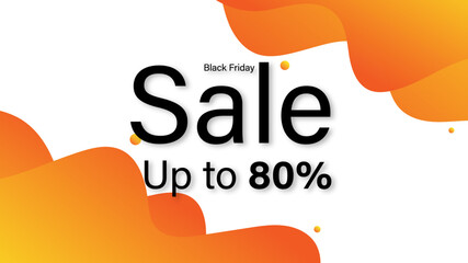 Modern Abstract Background Black Friday Sale 80 with Fluid Liquid Waves Vibrant Yellow Orange Gradient Color