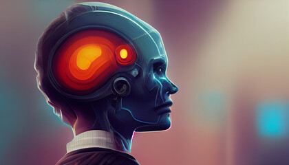 Big data and artificial intelligence concept. Machine learning and cyber mind domination concept. 3D illustration