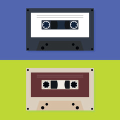 Flat Cassete Tape Black White Red Two Color Models