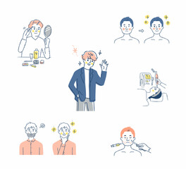 男性美容のさまざまなシーン　セット