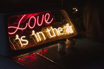 neon sign on the car