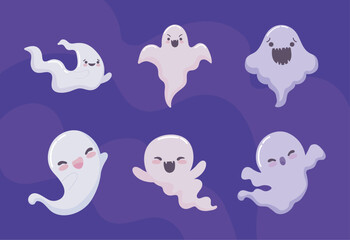 set of cute ghosts