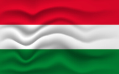 Hungary flag waving, closeup background. illustration