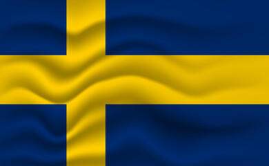 Sweden flag waving, closeup background. illustration